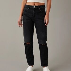 American Eagle Stretch Mom Jeans | Washed Black | Size 8
